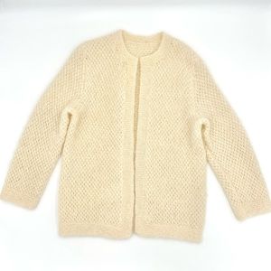 Handmade Sparkly Open‎ Cardigan Sweater Cream White Soft Angelcore Cottagecore